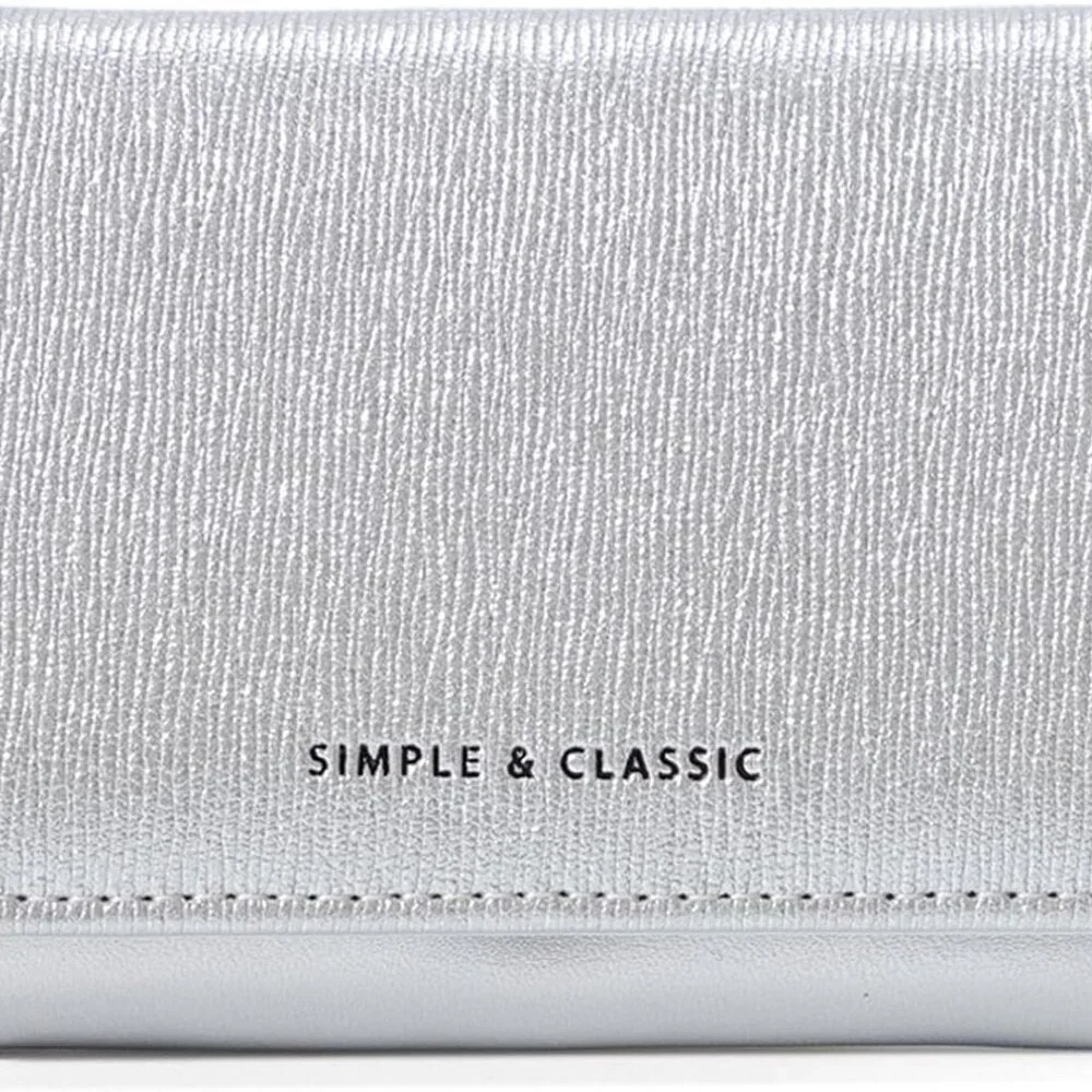 Women's Slim Pearl Leather Wallet Trifold with Coin Pocket Card Holder